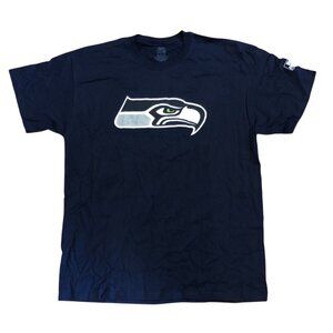 Seattle Seahawks Shirt  XL Navy Blue Bud Light Cotton NFL Football Short Sleeve